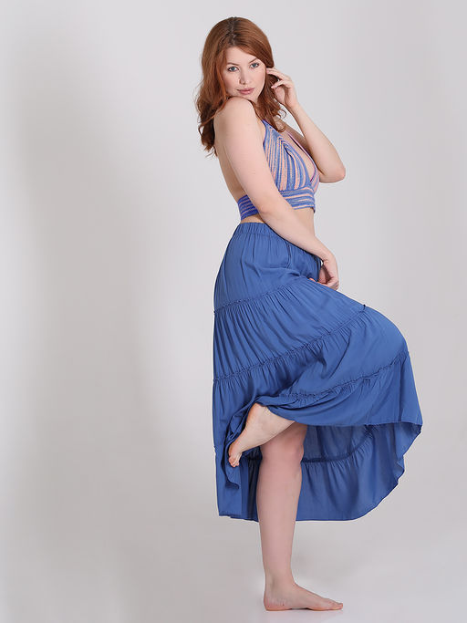 Юбка в стиле бохо из штапеля ярусная - Almond фото 7