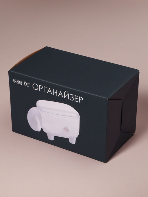 Органайзер для ватных палочек и дисков «Барашек», с крышкой, 12×7.5×8.5 см, прозрачный, белый