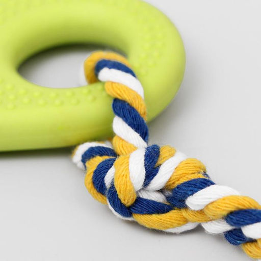 Игрушка жевательная с канатом для собак Ладошка, 10 см, салатовая - Пижон фото 4