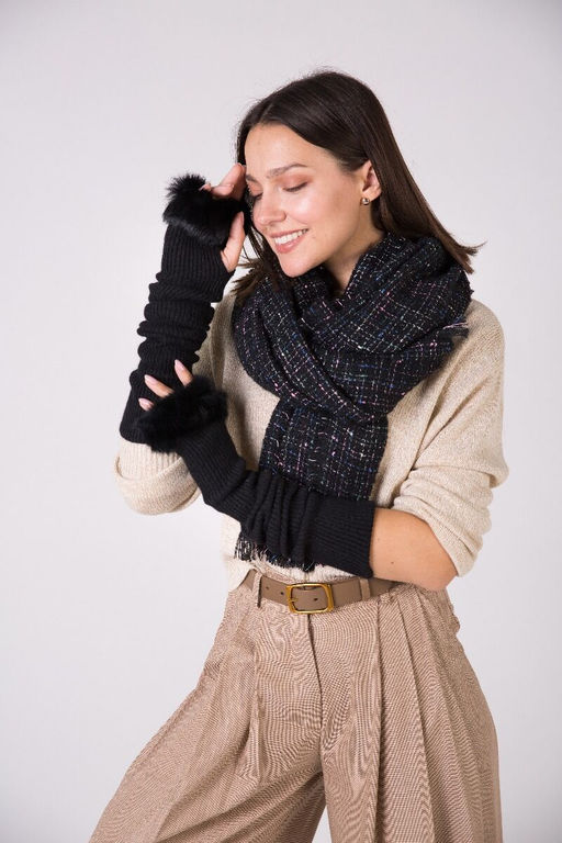 Митенки удлиненные черного цвета