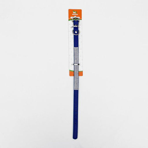 Ошейник со стразами в 4 ряда и стразы на пряжке, 38 х 1,5 см, ОШ 26-33, синий - Пижон фото 6