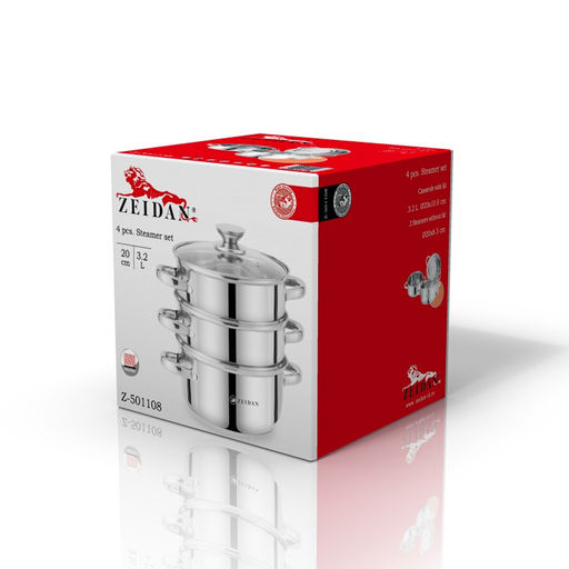 Пароварка 3-х ярусная ZEIDAN нерж, 3-х слойн. капсул. индукц. дно, d20см-3,2л, арт. Z-501108