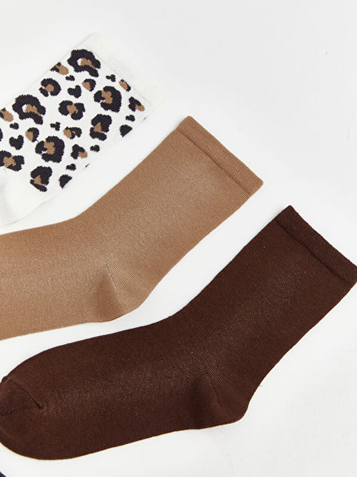 Leopar Desenli Kad?n Soket ?orap 5li