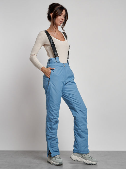 Полукомбинезон утепленный женский зимний горнолыжный голубого цвета 7601Gl - Colannia фото 14