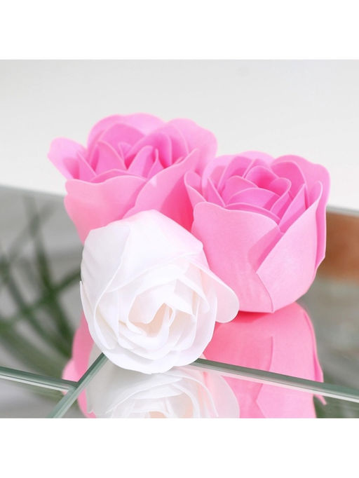 Мыльные розочки, розовые и белые, набор 9 шт.