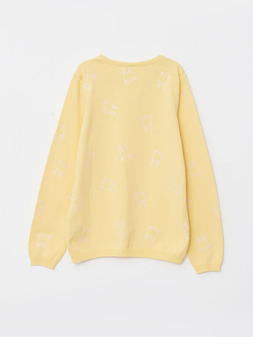 Bisiklet Yaka Bask?l? Uzun Kollu K?z ?ocuk Triko Kazak - Waikiki фото 2