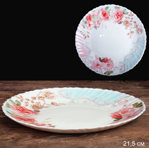 Тарелка 220 мм / LHP-85 (6801) /уп 48/Розы на голубом - Галеонтрейд фото 3