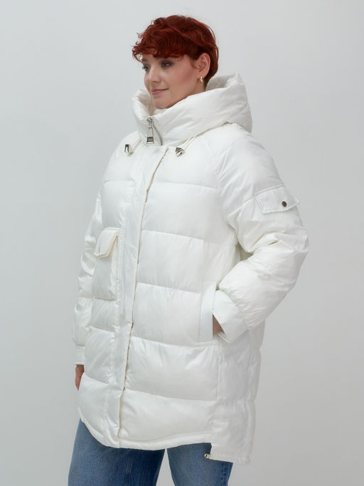 Куртка зимняя женская с капюшоном модная белого цвета 7341Bl - Visdeer фото 3