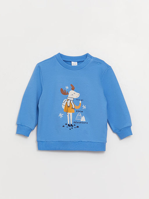 Bisiklet Yaka Bask?l? Uzun Kollu Erkek Bebek Sweatshirt 2li - Waikiki фото 2