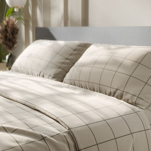 Постельное бельё Этель 1,5 сп Клетка цвет бежевый 143х215, 150х214, 50х70см-2 шт, бязь, 125г/м2  фото 7