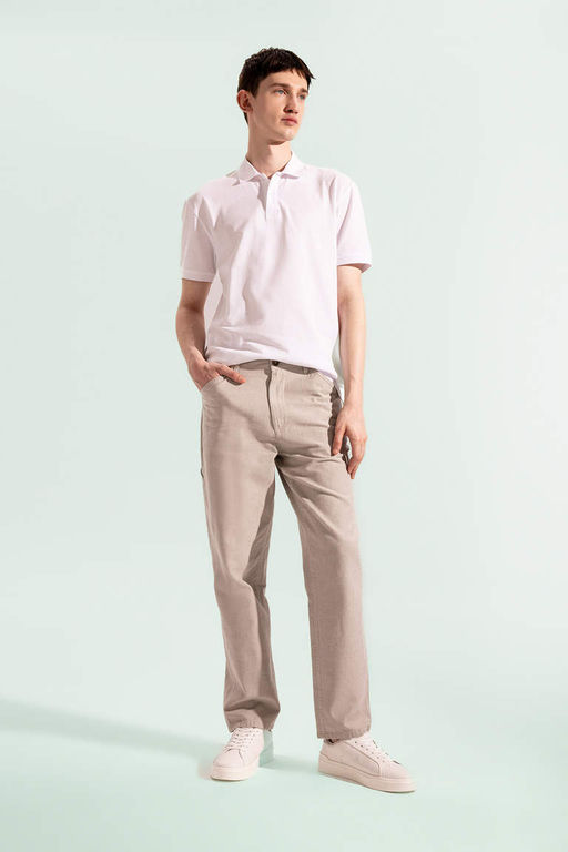 Брюки прямого кроя из смесового льна Relax Fit - Defacto фото 3