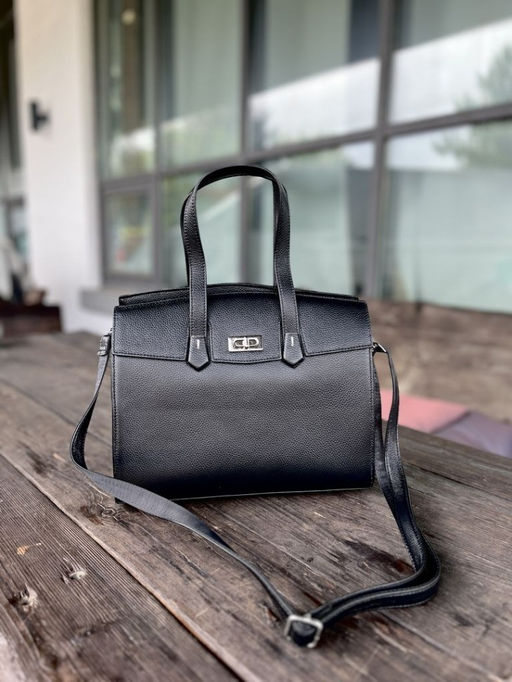 Женская кожаная каркасная сумка с ручками 1883-С Блек