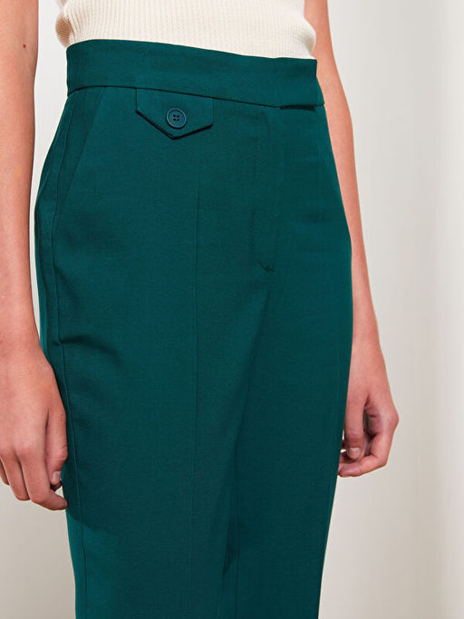 Kad?n Y?ksek Bel Standart Fit D?z Pantolon