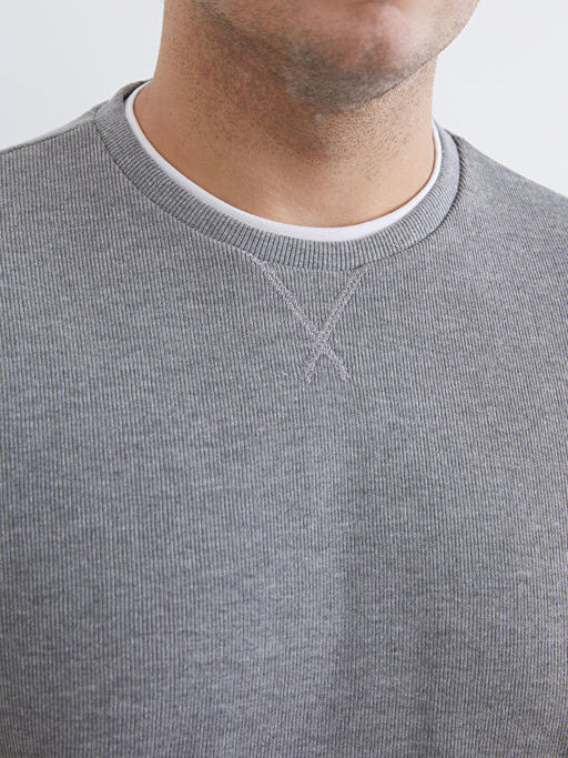 B?y?k Beden Bisiklet Yaka Erkek Sweatshirt