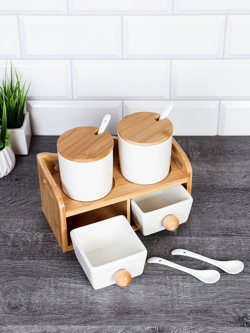 Набор для специй 4 предмета 250 мл с ложками / CF141 /уп 15/ на подставке - Галеонтрейд фото 15