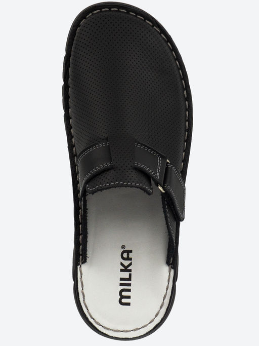 04 | Luka | Черные мужские медицинские сабо натуральная кожа (перфорация) - Milka shoes&more фото 3