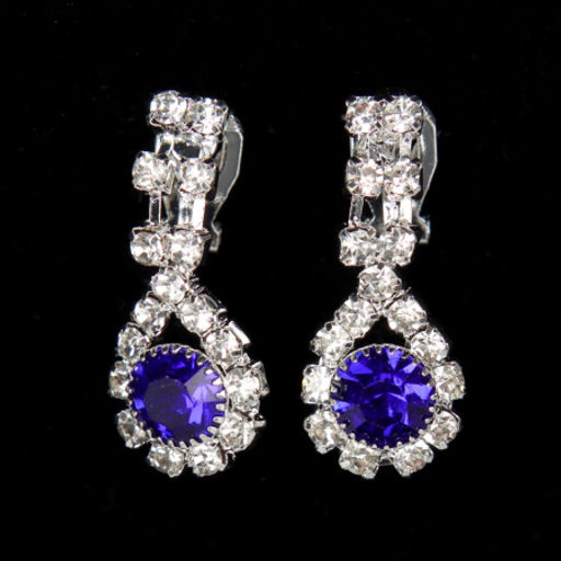 Серьги клипсы со стразами 2,5 см / JNL-2 /уп 120/серебро/микс - Галеонтрейд фото 4