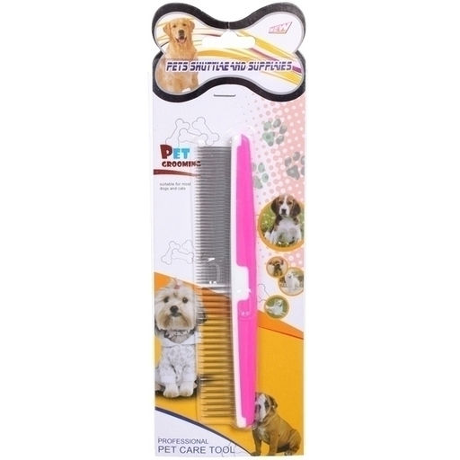 Цена за 2 шт. Расческа - пуходёрка комбинированная для животных "ЛАПУСИКИ", цвет розовый, 17*3,5см (блистер)