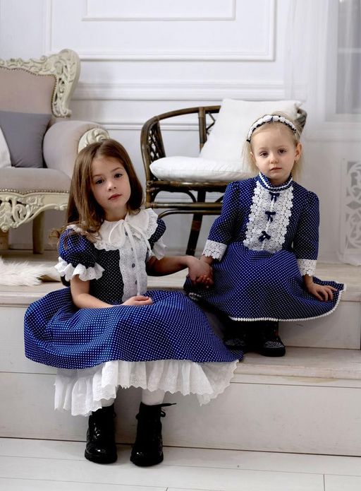 платье для девочки МТ22-4Шарлотта горошек на синем - Etoelf фото 4