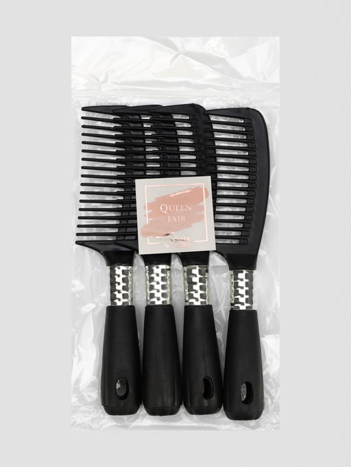 Цена за 4 шт. Расчёска, 4.5×21(±1) см, чёрная, серебристая