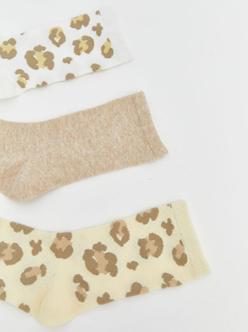 Leopar Desenli Kad?n Soket ?orap 5li