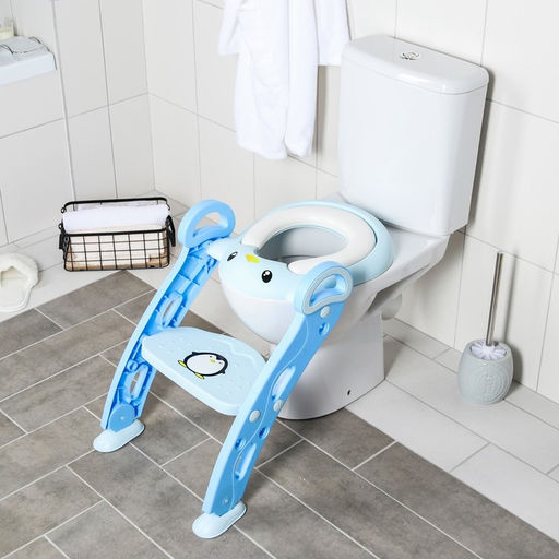 Детская накладка - сиденье на унитаз «Пингвин», голубая