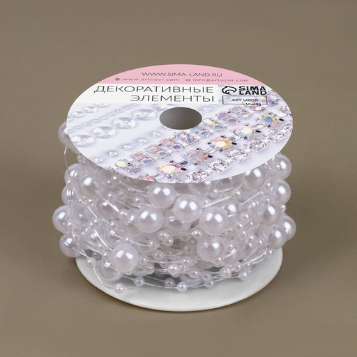 Жемчуг на леске, 3/8 мм, 9±0.5 м, белый
