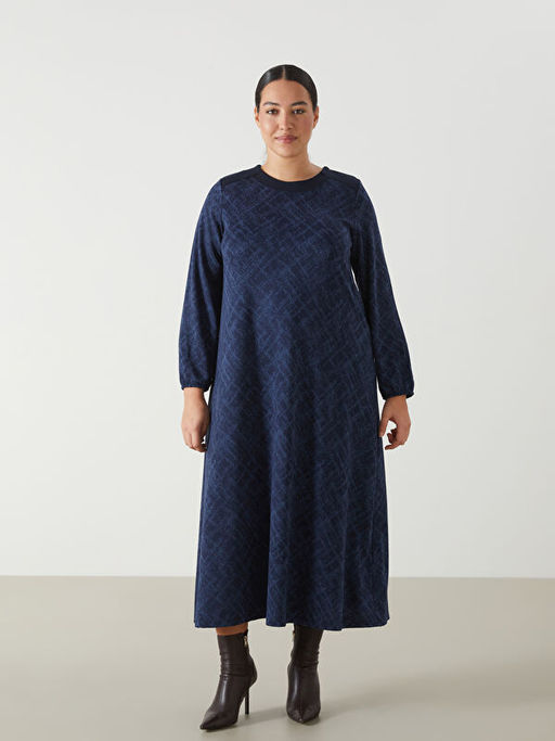 Bisiklet Yaka Desenli Elbise