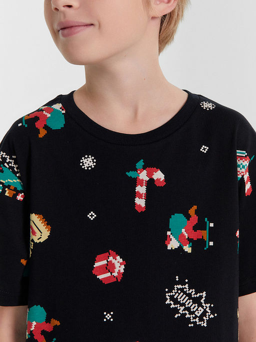 Футболка для мальчиков черная с новогодним принтом - Mark formelle фото 5
