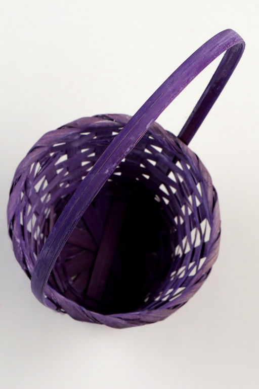 Корзина плетёная для хранения, 13×13×9.5 см, ручка h=21 см, бамбук, фиолетовая