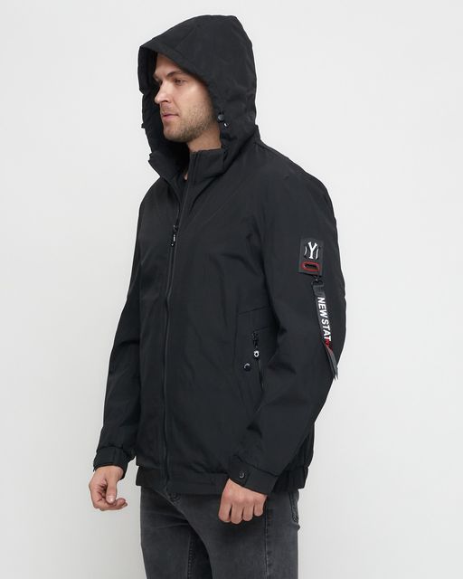 Куртка спортивная мужская на резинке большого размера черного цвета 88657Ch - Wonderrman фото 14