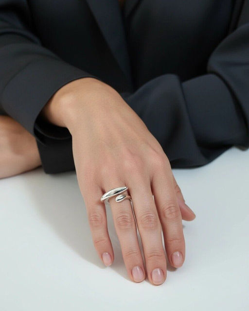 Кольцо с белым серебрением