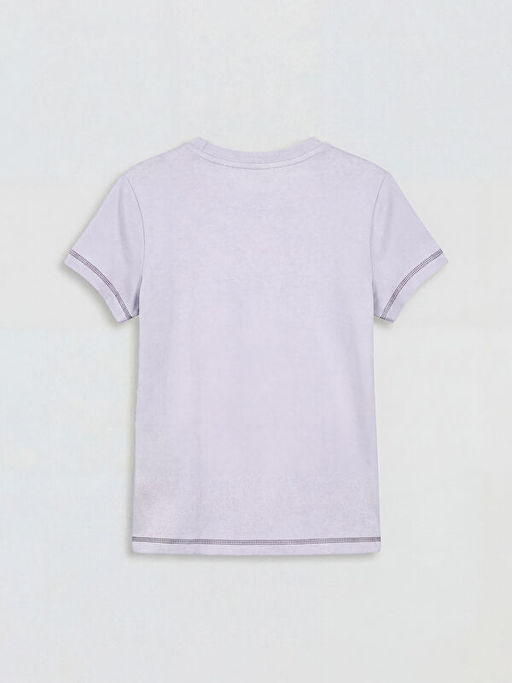 Bisiklet Yaka Bask?l? K?z ?ocuk Ti??rt