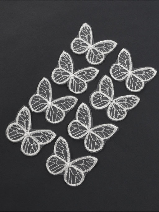 Цена за 2 шт. Аппликация для одежды «Бабочка», текстильная, 3.5×4 см, 10 шт., белая