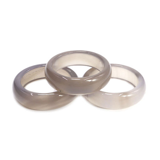 Кольцо из камня гладкий Серый агат для везения и счастья размеры 16-19мм