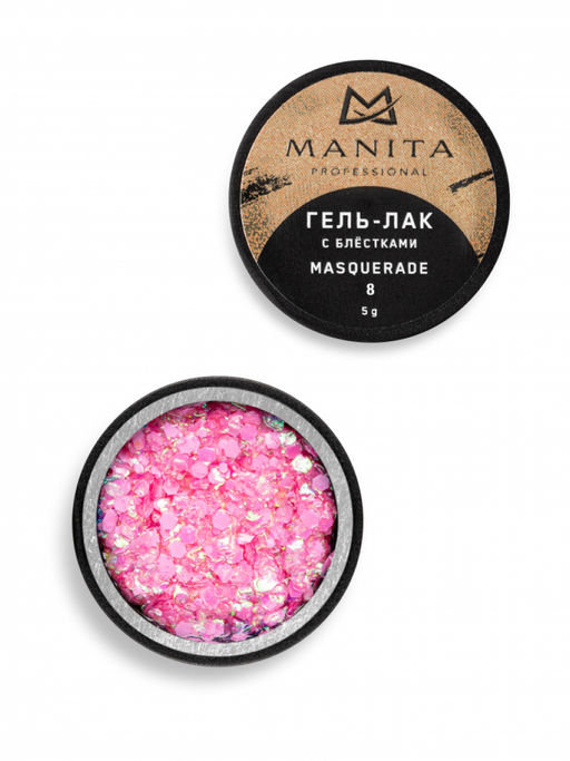 Manita Professional Гель-лак для ногтей с блёстками / Masquerade №08, 5 г