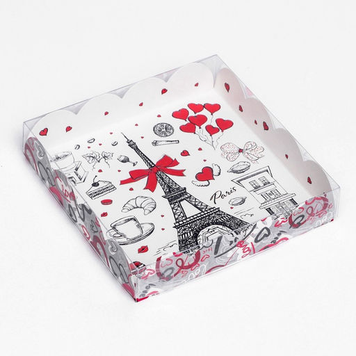 Цена за 5 шт. Коробка для печенья, «Сердца» 15×15×3 см