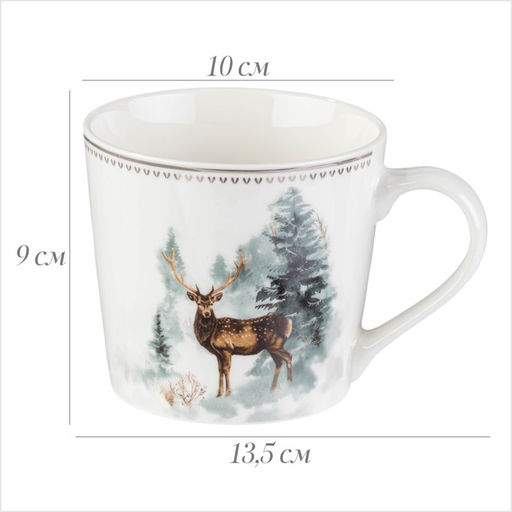 Кружка новогодняя «Зимний лес», 13.5×10×9 см, 450 мл, фарфор, белая