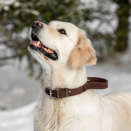 Ошейник кожаный тройной, с ручкой, 57 х 2.5 см, ОШ 35-45 см, коричневый - Пижон фото 5