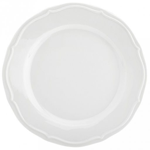 "Совершенство" Тарелка мелкая фарфоровая д190мм h19мм, белый, рельефный декор, волнистый край (Китай)