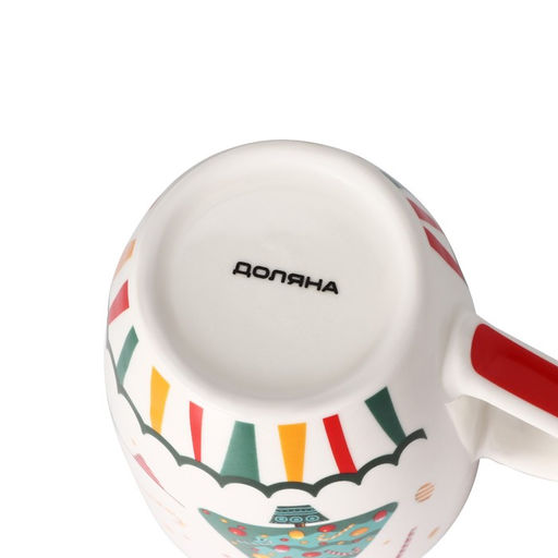 Кружка фарфоровая в подарочной упаковке Доляна Новый год. Ёлочка, 350 мл, цвет белый  фото 4