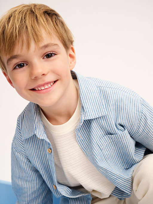 ?izgili Keten Erkek ?ocuk G?mlek