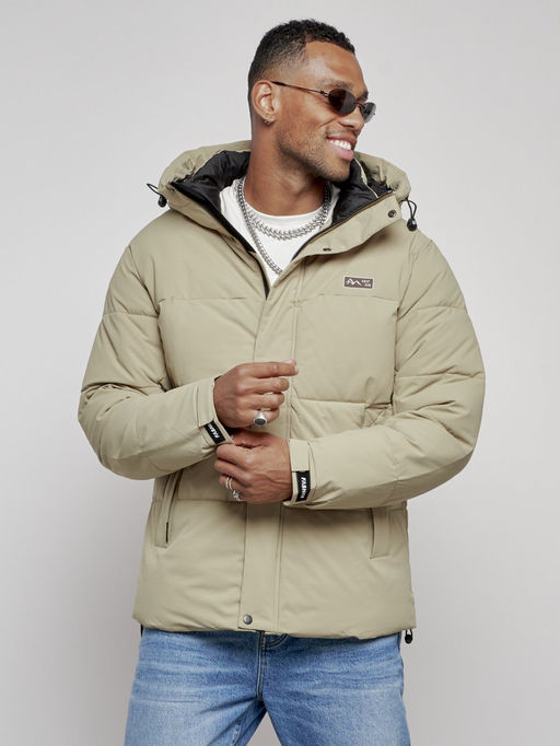 Куртка молодежная мужская зимняя с капюшоном светло-зеленого цвета 8356ZS - Wonderrman фото 9