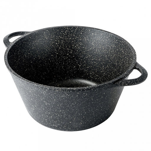 Кастрюля с антипригарным покрытием 3л, д24см "Гранит", h11,5см, s0,4см, литые ручки, стеклянная крышка с пароотводом, форма "Классик волна", подарочная упаковка (Россия)