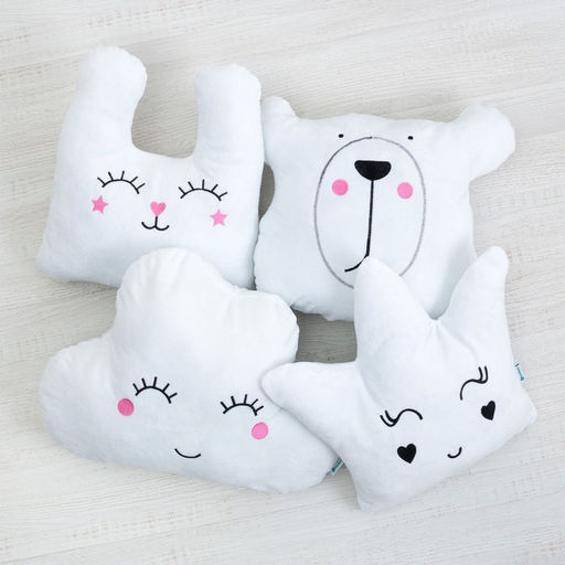 Подушка Этель Зайка белая 48х38см, велюр, 100% п/э фото 4