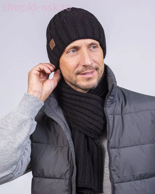 LS 127 PE 127 Комплект мужской флис (колпак+снуд) (57-59)