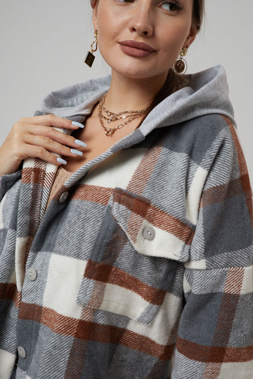 Рубашка женская в клетку с капюшоном РЖКК-01