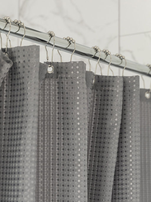Шторка для ванной 180x200 серый полиэстер - Denastia фото 5