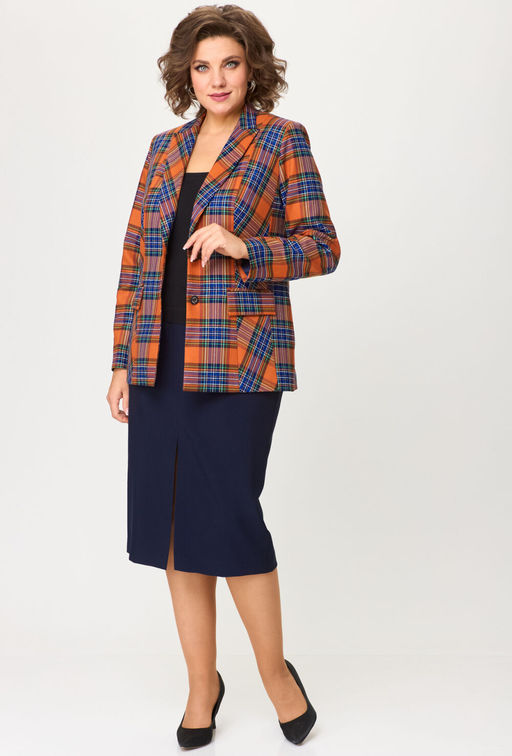 Костюм БелЭльСтиль 412/597 клетка терракот+синий фото 4