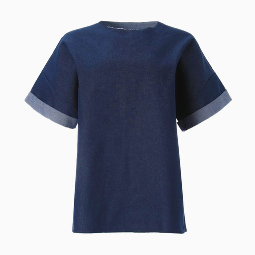 Футболка оверсайз женская MINAKU: Jeans Collection, синяя, размер 42